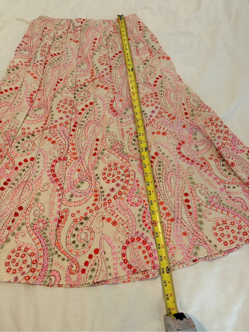 Relativity 100% Linen Paisley A-Line Midi Skirt Pink Size 10 - Picture 6 of 6